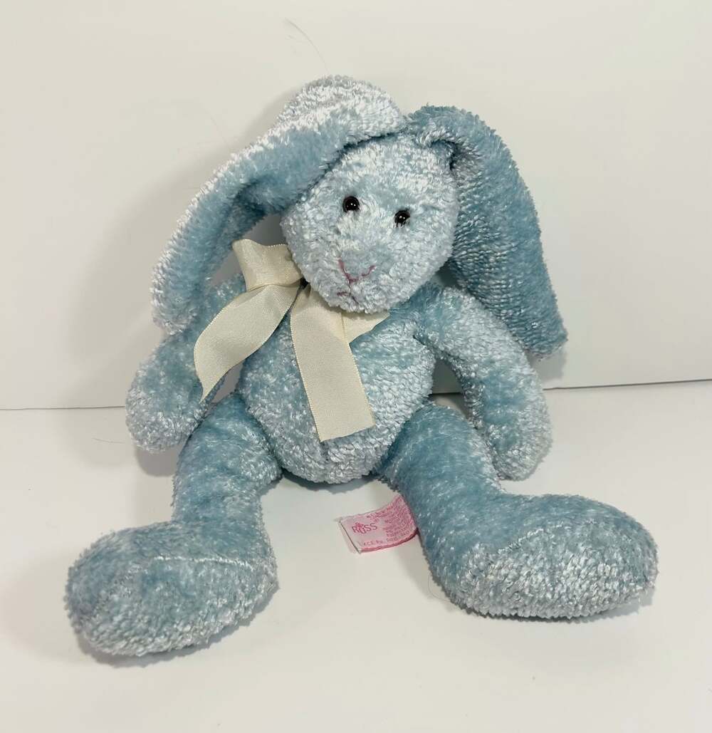 Russ Berrie Buffie Bunny Floppy ears  Rabbit Plush Blue  Easter - Picture 7 of 10